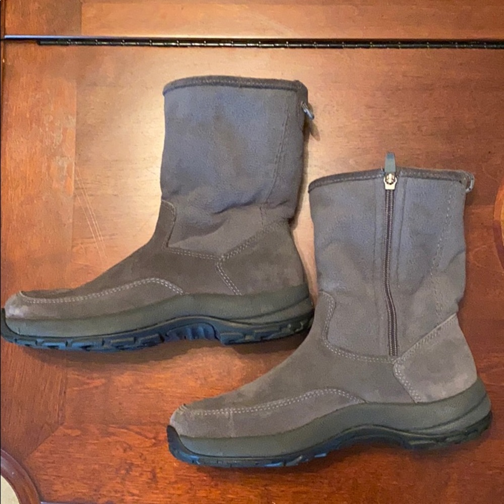 LL Bean women’s grey suede side zip boots